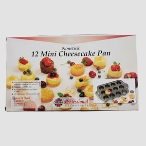 Norpro Quality Nonstick 12 Mini Cheesecake Pan with Removable Bottoms Dark Gray